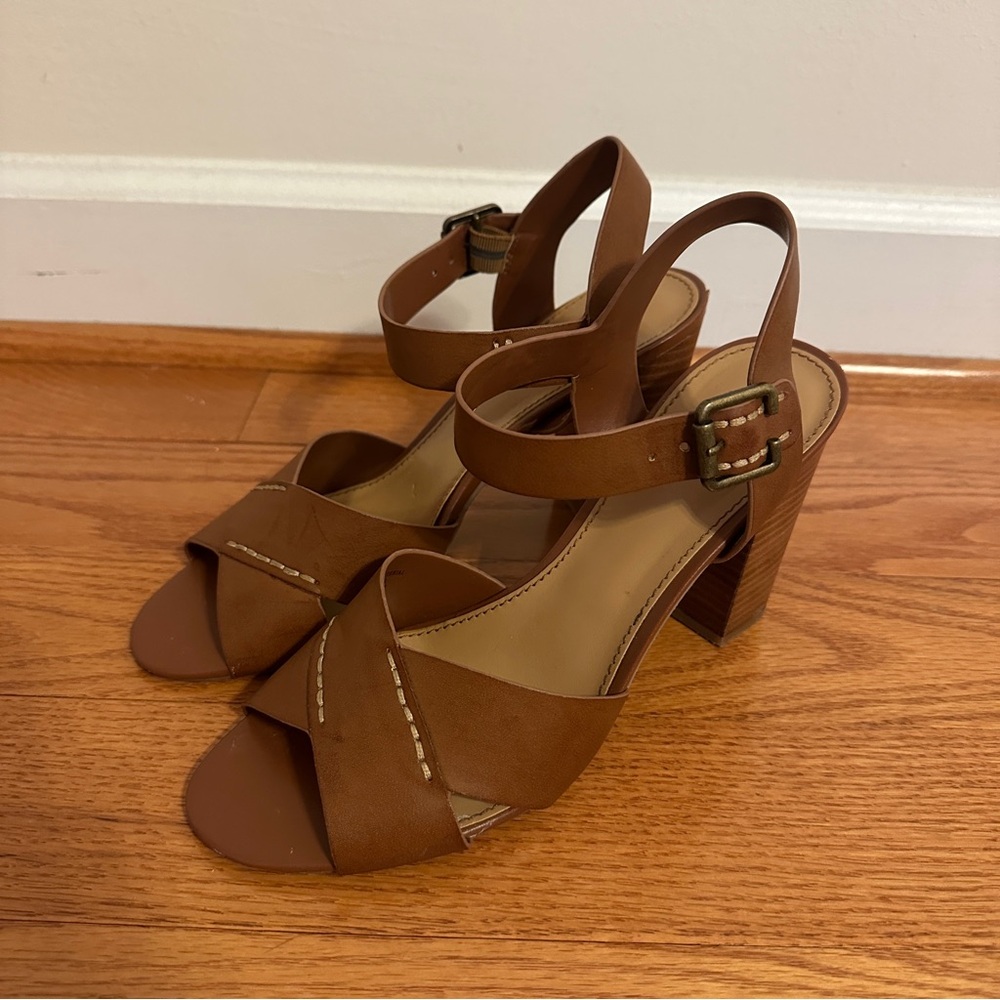 Crown Vintage Bolero Tan Strappy Block Heel Sandals